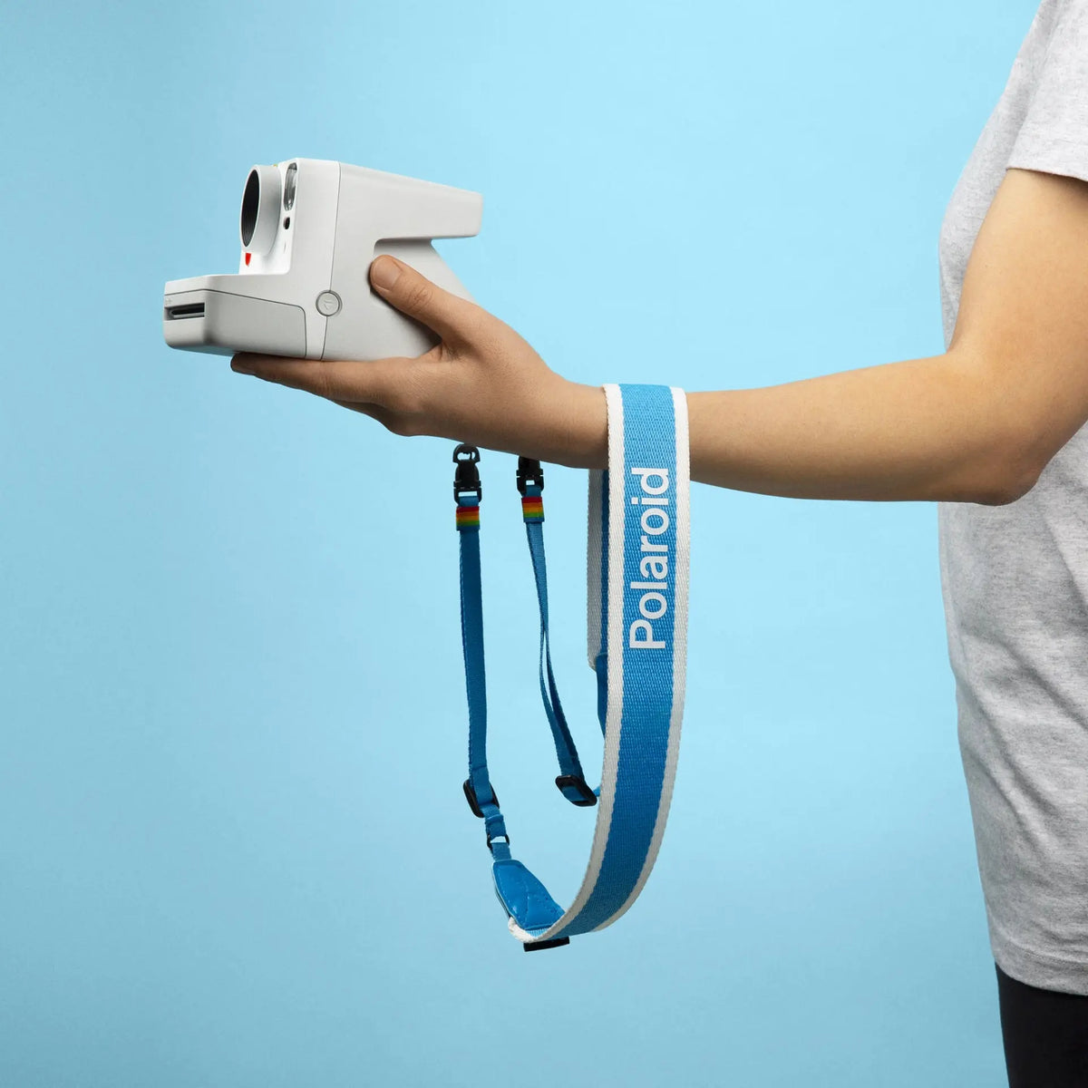 Polaroid camera strap Flat Blue with stripe